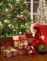 Christmas Holiday Backdrop With Window And Sparkle Christmas Tree Backdrop Shopbackdrop